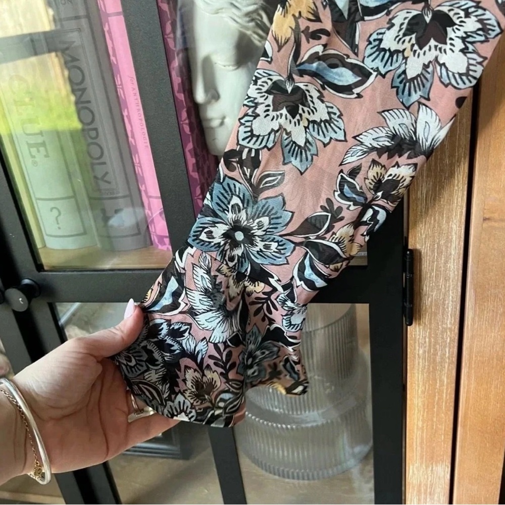 For Love And Lemons Floral Long Sleeve Dress - Pink and Black Size S - Picture 6 of 7